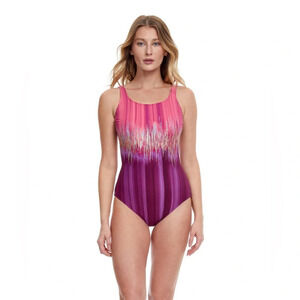 GOTTEX MOROCCAN SKY MASTECTOMY HIGH NECK ONE PIECE SWIMSUIT Sz : 10